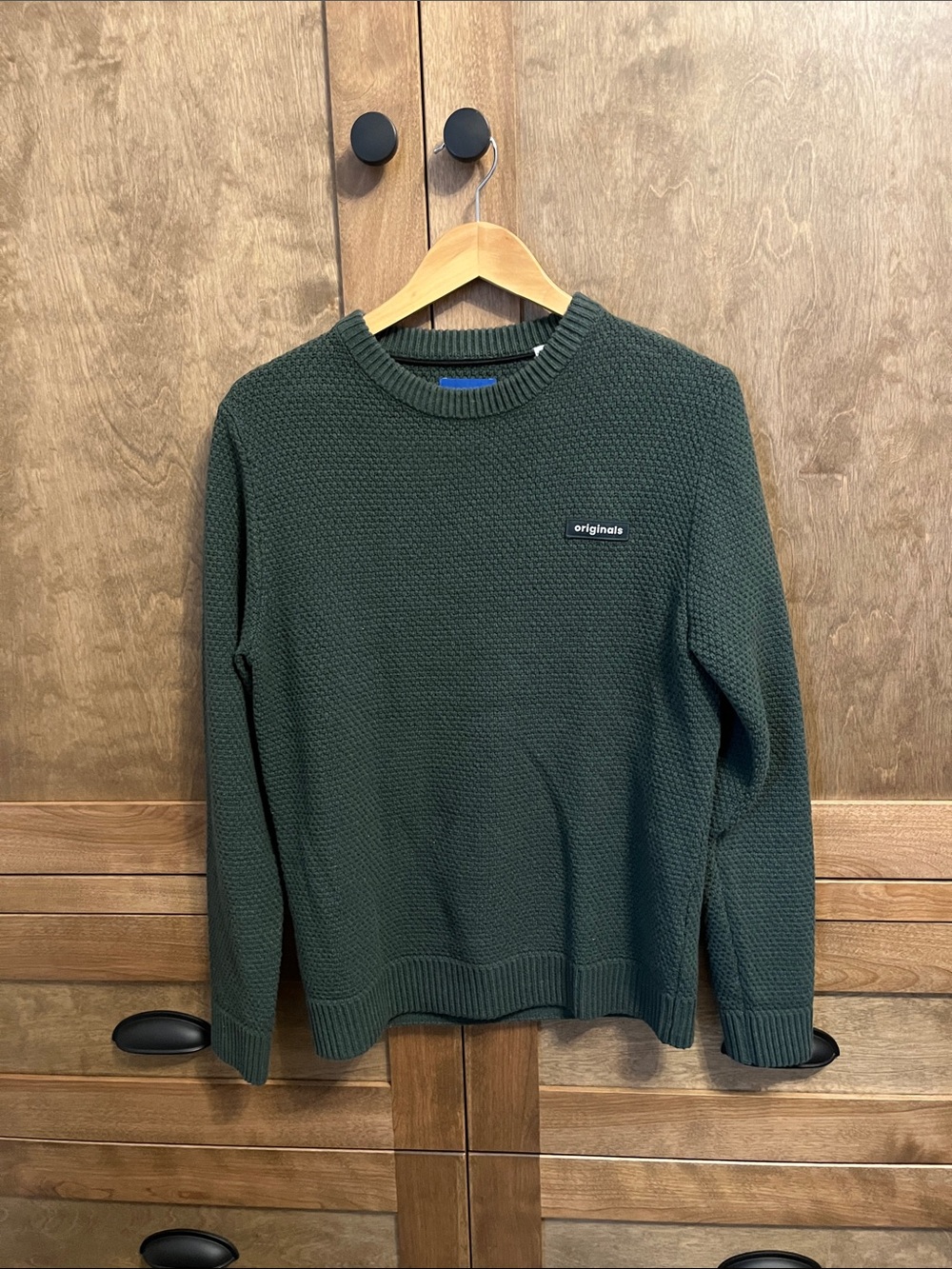 Jack & Jones Dark Green Textured Crewneck Sweater